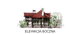 Projekty domw jednorodzinnych: Projekt domu jednorodzinnego na Mazurach. Elewacja boczna